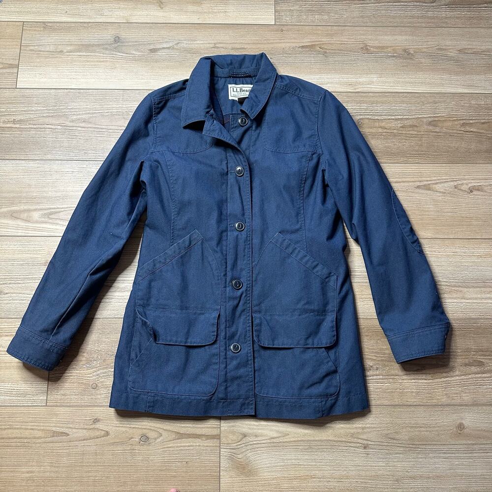 L.L.Bean Vintage Blue Gray Cotton Blend Barn Jacket Chore Coat Size Medium